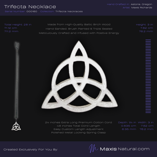 Trifecta, Trinity Knot, Triquetra, Necklace White Blaze (000160)