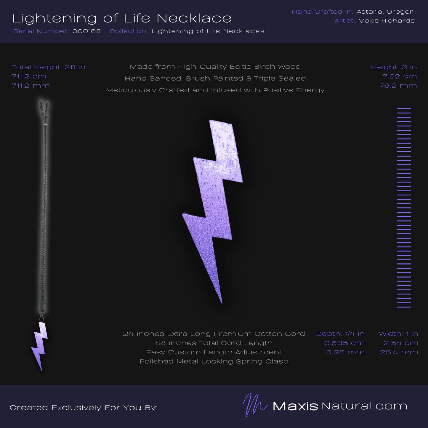 Lightening Bolt Necklace Purple Flash (000168)