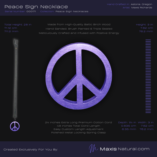 Universal Peace Sign Necklace Purple (000171)