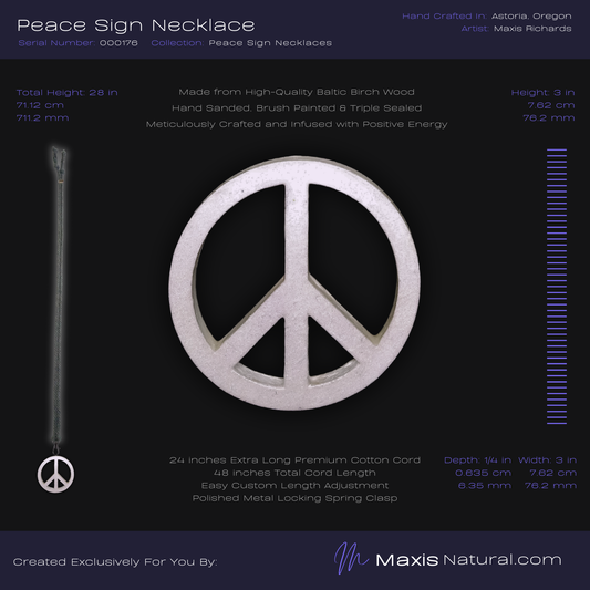 Universal Peace Sign Necklace White Blaze (000176)