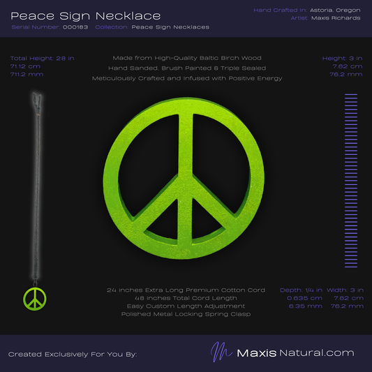 Universal Peace Sign Necklace Green Flash (000183)