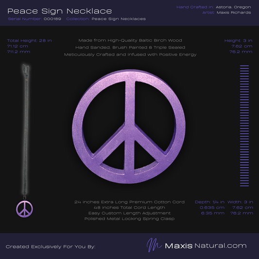 Universal Peace Sign Necklace Purple (000189)