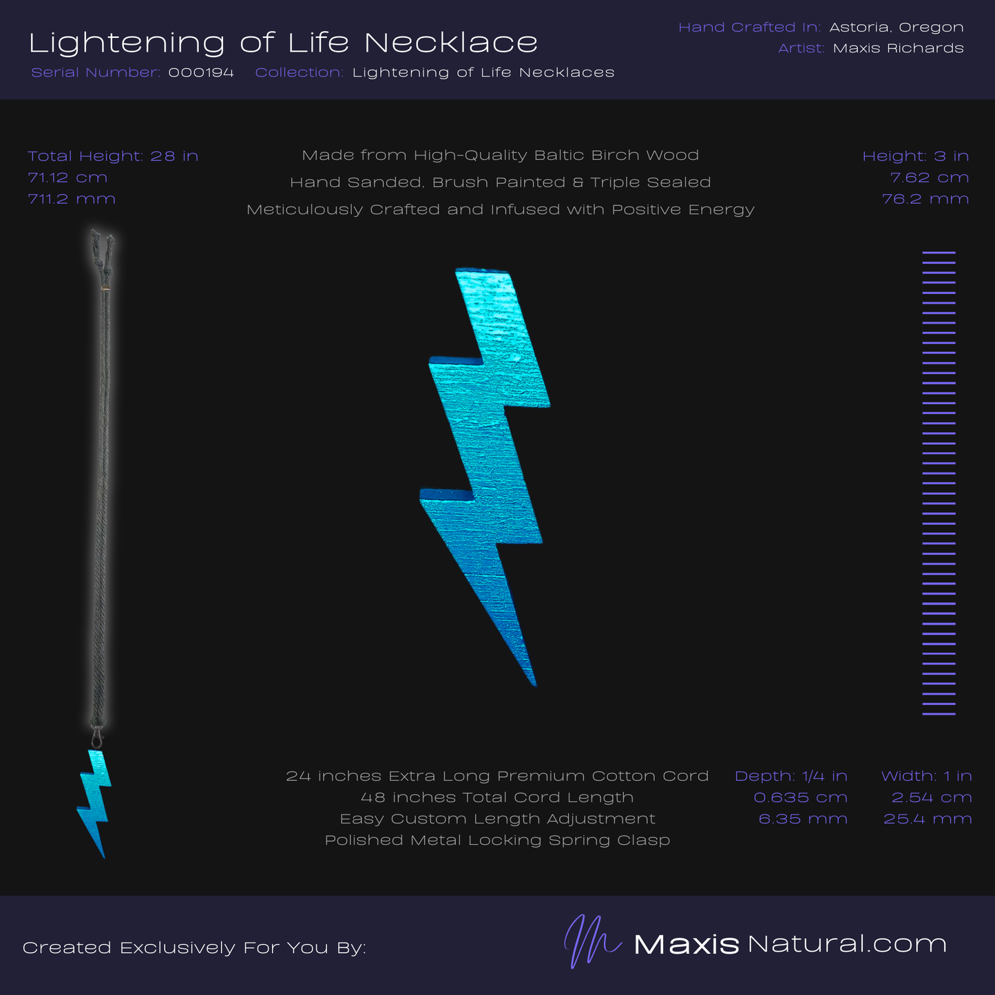 Lightening Bolt Necklace Blue (000194)