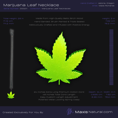 Marijuana Leaf Necklace Green Flash (000211)