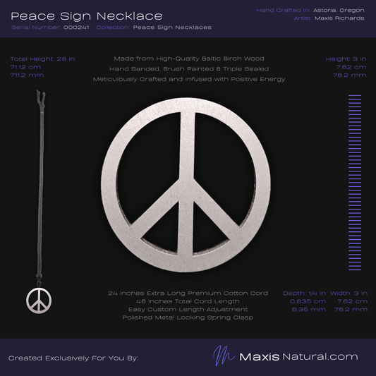 Universal Peace Sign Necklace Silver (000241)