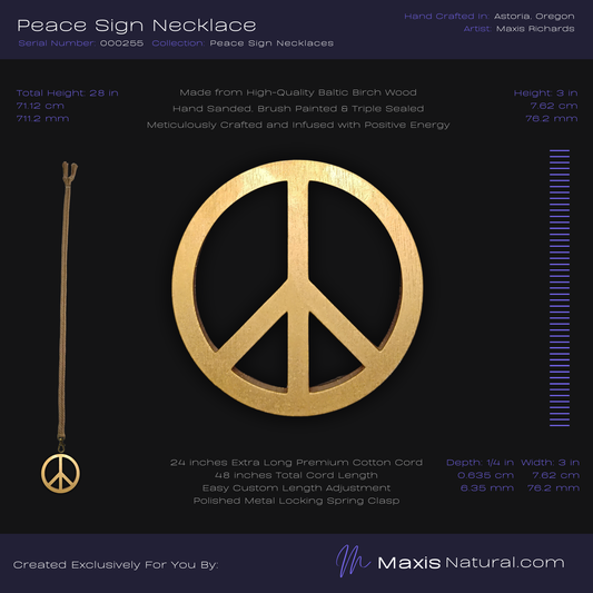 Universal Peace Sign Necklace Gold (000255)