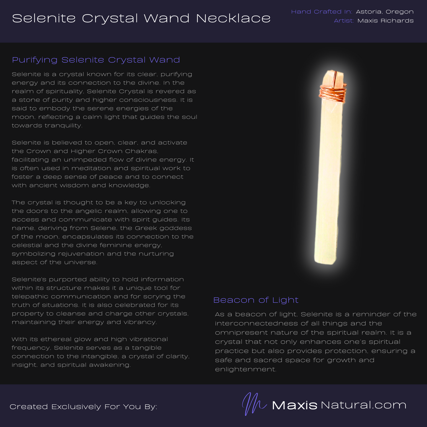 Selenite Crystal Pendant Necklace (000320)