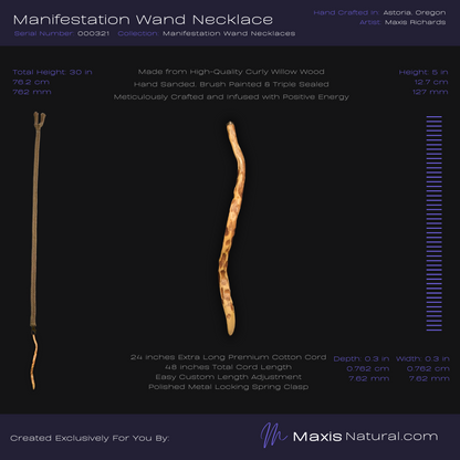 Manifestation Wand Pendant Necklace Tiger Paw (000321)