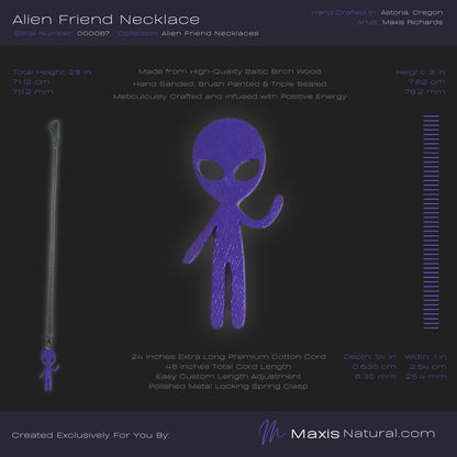 Friendly Alien Necklace Purple (000067)