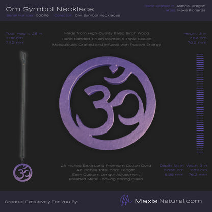 Om ॐ Symbol Necklace Purple Flash (000116)