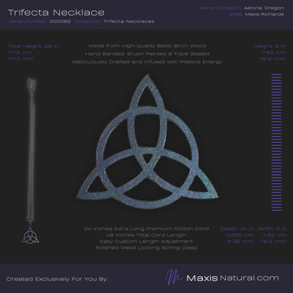 Trifecta, Trinity Knot, Triquetra, Necklace Blue (000062)