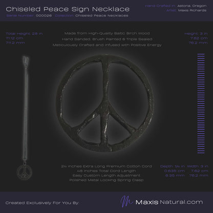 Chiseled Peace Sign Necklace Dark Slate (000026)