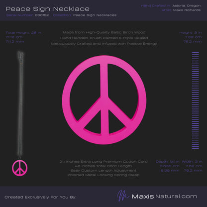 Universal Peace Sign Necklace Pink (000152)