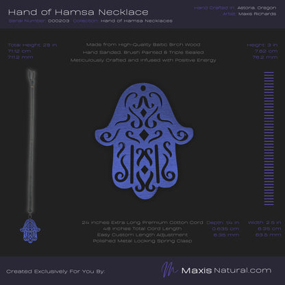 Hand of Hamsa Necklace Blue (000203)