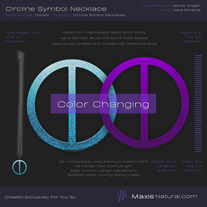 Circline Symbol Necklace Color Change Blue Purple  (000201)