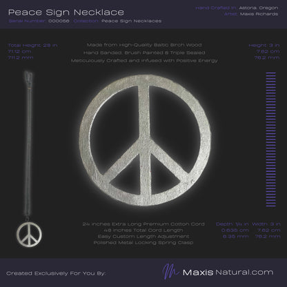 Universal Peace Sign Necklace Silver Steel (000056)