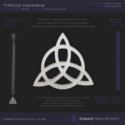 Trifecta, Trinity Knot, Triquetra, Necklace White Blaze (000160)