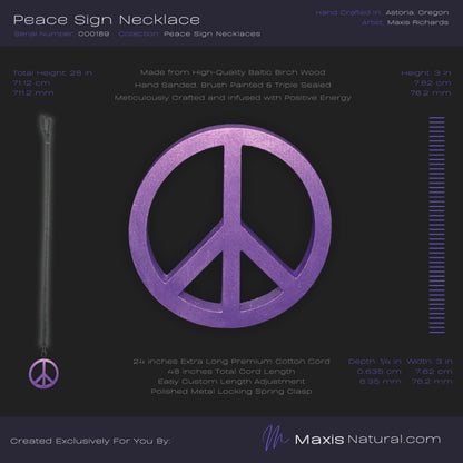 Universal Peace Sign Necklace Purple (000189)