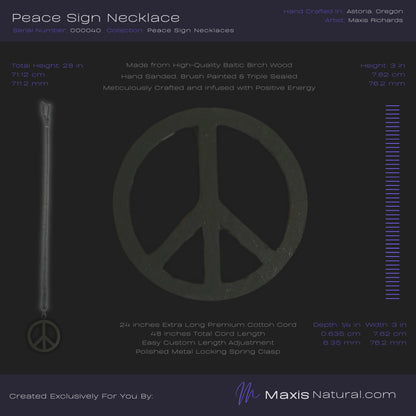 Universal Peace Sign Necklace Dark Slate (000040)