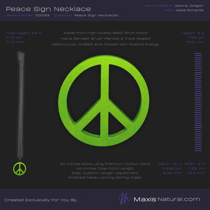 Universal Peace Sign Necklace Green Flash (000183)