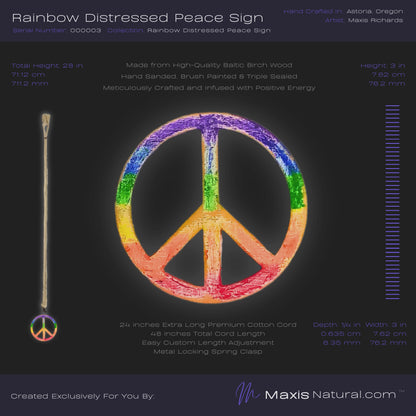 Distressed Rainbow Peace Sign Necklace (000003)