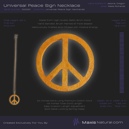 Universal Peace Sign Necklace Gold (000021)