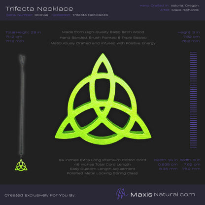 Trifecta, Trinity Knot, Triquetra, Necklace Green Flash (000149)