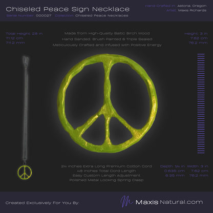 Chiseled Peace Sign Necklace Green Flash (000027)