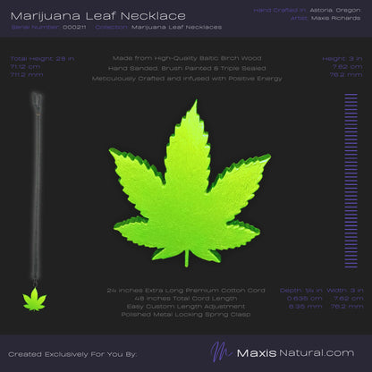 Marijuana Leaf Necklace Green Flash (000211)