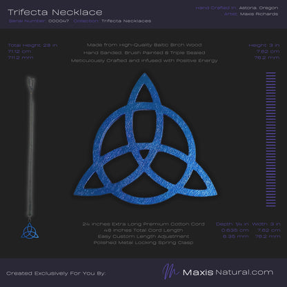 Trifecta, Trinity Knot, Triquetra, Necklace Blue (000047)