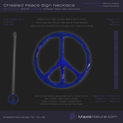 Chiseled Peace Sign Necklace Blue (000013)