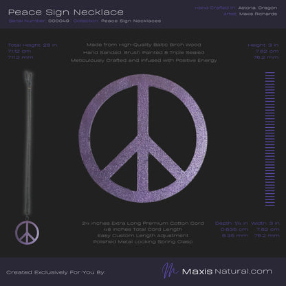 Universal Peace Sign Necklace Purple Amethyst (000049)