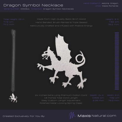 Dragon Symbol Necklace Sterling Silver (000344)