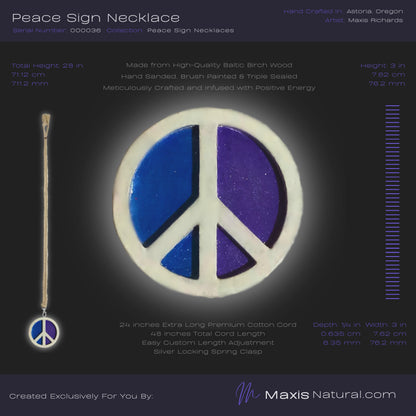 Universal Peace Sign Necklace Blue/Purple (000036)