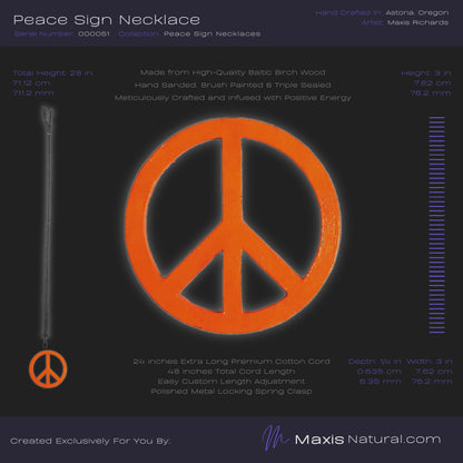 Universal Peace Sign Necklace Orange (000051)