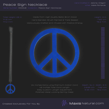 Universal Peace Sign Necklace Blue (000046)